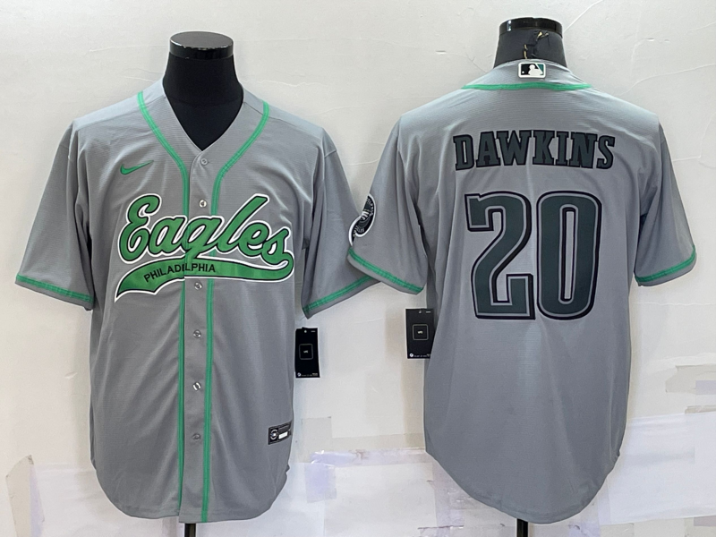 Men's Philadelphia Eagles #20 Brian Dawkins Grey With Patch Cool Base Stitched Baseball Jersey Men's Philadelphia Eagles #20 Brian Dawkins Grey With Patch Cool Base Stitched Baseball Jersey